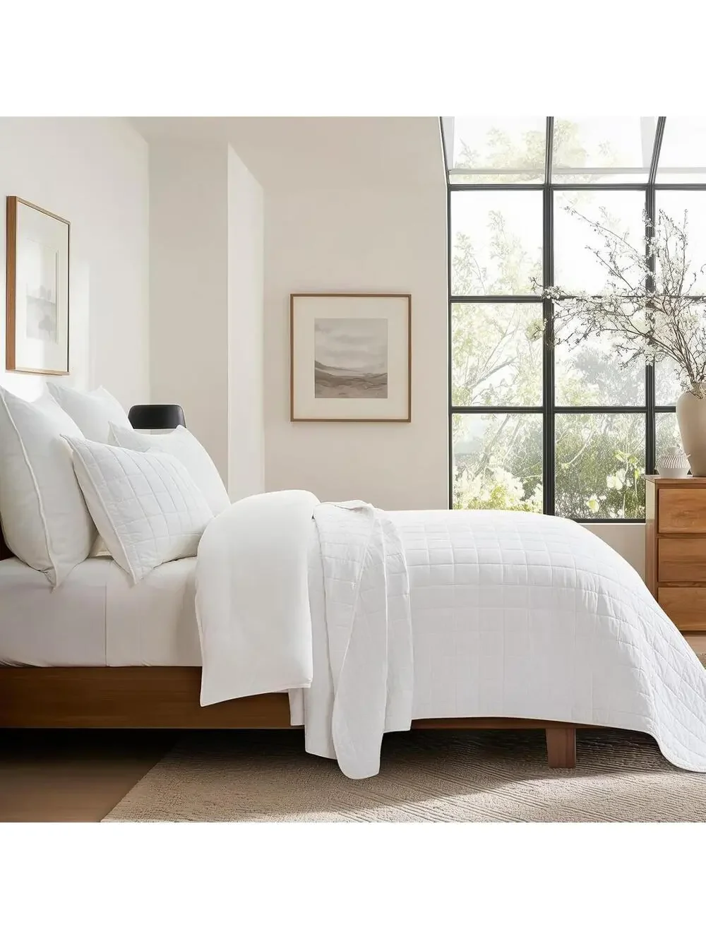 NIB EVERGRACE Home 100% Cotton Box Stitch 3 Pc, Bedspread 2 Shams, Full / Queen